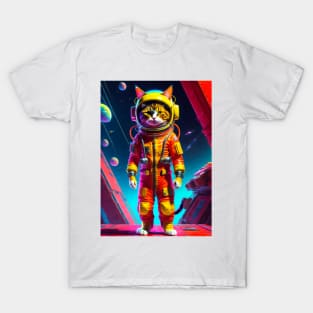 Cute Little Cat Standing in Space T-Shirt